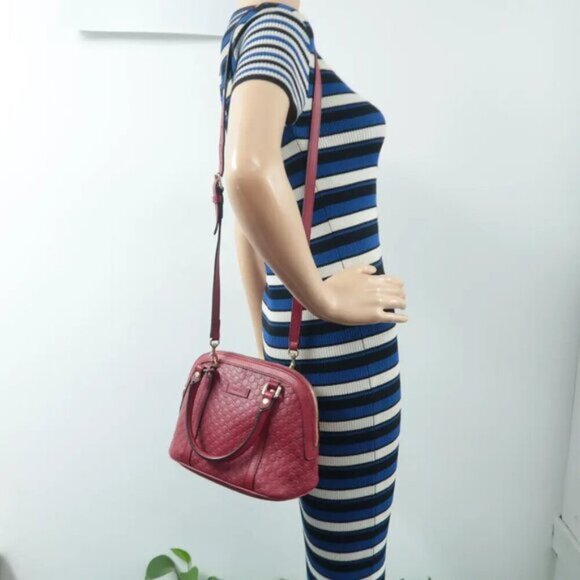 GUCCI Dome Red GG Leather Satchel 380-020125 - Picture 12 of 12